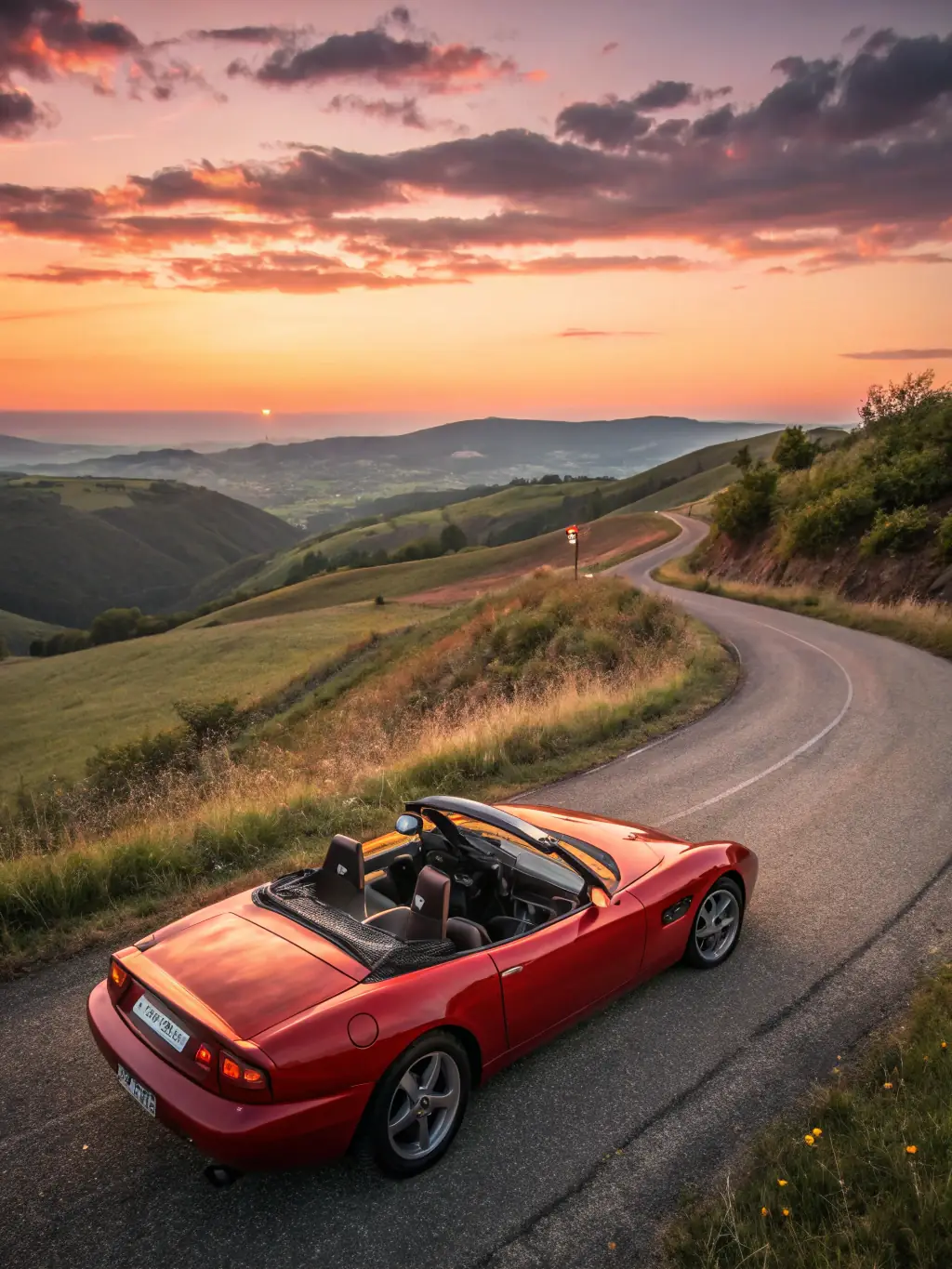 A high-quality photograph capturing the excitement of a past TACOT CLUB GAVOT rally, featuring vintage cars driving through a scenic countryside, with participants smiling and waving.